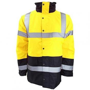 Oxford Weave 300D Class 3 Hi Vis Contrast Traffic Jacket Yellow Small