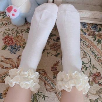 Japanische Lolita-Kuschelsocken für Frauen – Herbst‑Rüschenschichten