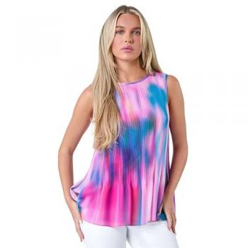Mini Abstract Pleated Vest in Turquoise