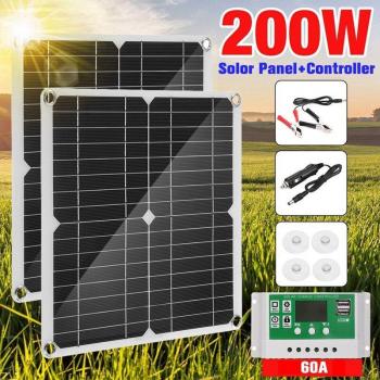 200W Solar Charging Kit with 60A Controller for 12V Battery