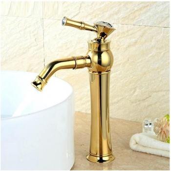 TRADE SHOP TRAESIO Mezcla Monocomando Lavabo Bagno Alto con Gemme Dorato