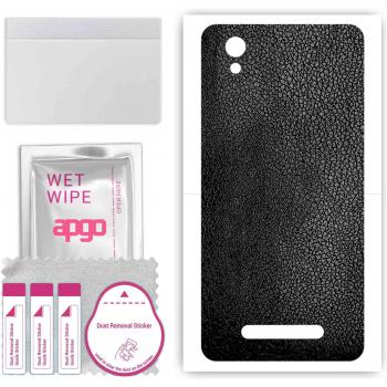 Sticker de Piel Protectora APGO Black Leather compatible con ZTE Blade A5 (2019)