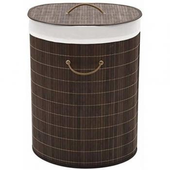 Bamboo Laundry Basket Oval Dark Brown vidaXL