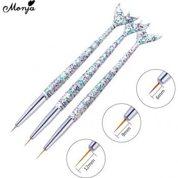 Mermaid Handle 3 Pcs Nail Art Painting Brush Set