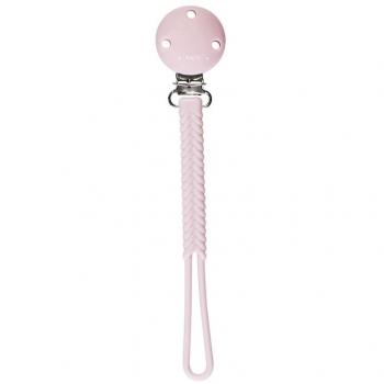 Porta Chupetes Silicona Rosa con Trenza Saro
