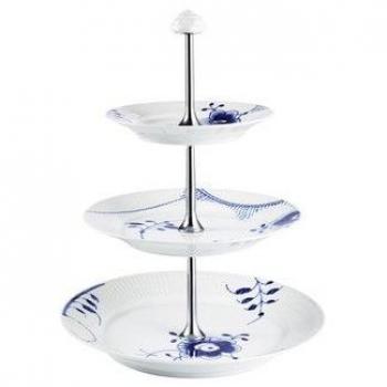 Blue Fluted Mega 3-Tier Dessert Server
