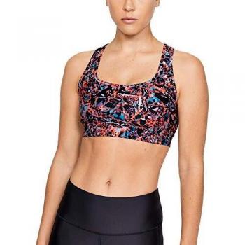 Reggiseno Sportivo Under Armour Mid Crossback Print Mash Up, Nero (002)/Argento Metallico, M Donna