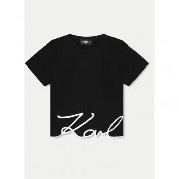 T‑shirt Noir Karl Lagerfeld Kids – Fille, 5A, Sigle Brodé