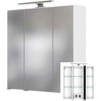3D Spiegelschrank von Lomadox, 60cm Breite in Weiß, GHOM-03, inklusive 3 gedämpfter Türen
