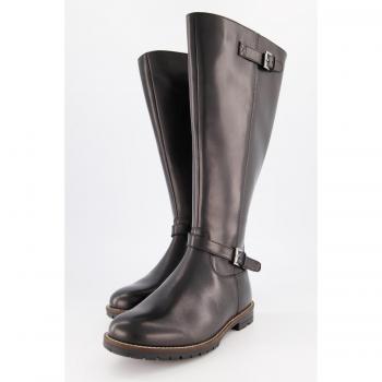 Stivali con fibbia decorativa in pelle nera, gambale alto XL, Donna, Taglia 43