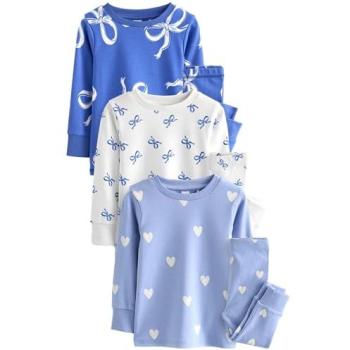 Snuggle‑Pyjamas Trio Blau/Creme – 3er Set (Alter 9–16 Jahre)