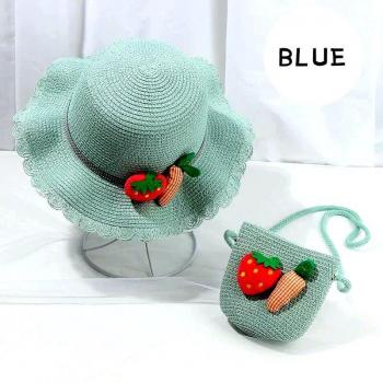 K48 Summer Straw Hat for Kids with Bag