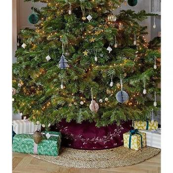 Velvet Mistletoe Tree Skirt with a diameter of 80cm, color Ruby (Red)