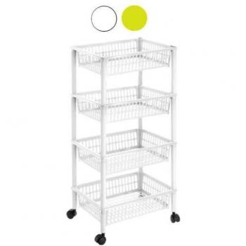 Carrello Portaverdure in Plastica Mito 4 Ceste Tontarelli Bianco 40x29 h 91 cm