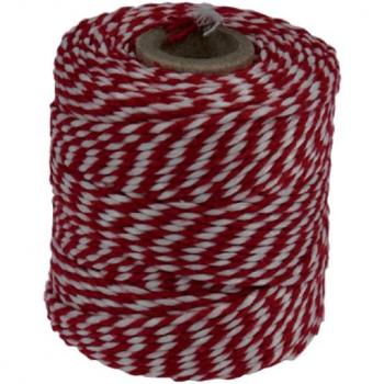 Katoen touw 50 gram 45 meter rood/wit