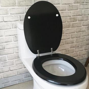 Traditional Black Toilet Seat with Adjustable Hinges