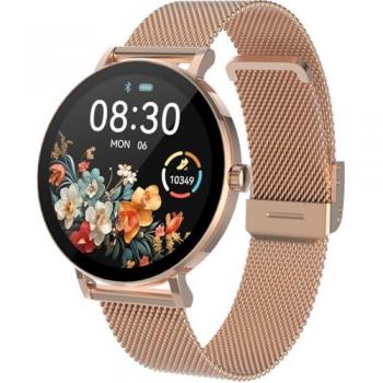 Smarty Smartwatch Super Slim AMOLED SW079A, Bracelet en acier doré rose