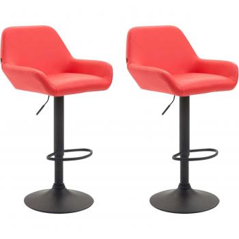Barhocker „Bragnum“ 2er Pack – schwarze Gestell, rote Kunstlederauflage, ergonomische Rückenkontur