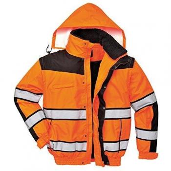 Hi Vis Classic Bomber Jacket in Oxford Weave 300D Orange/Black