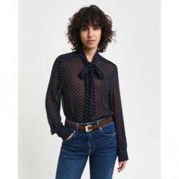 Blusa Gant 30039 a Maniche Lunghe in Blu Serale 40