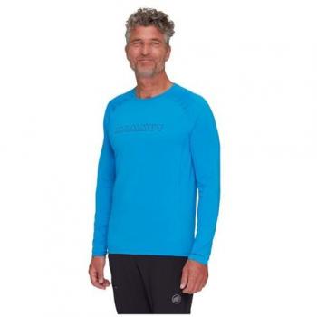 Mammut Glacier Blue Long‑Sleeve Tee with Selun FL Sun Logo – Size Small