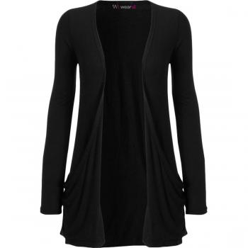 Weite Damencardigan „Friend & Boyfriend“ – Schwarze Langarmversion – 40/42