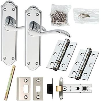 Backplate Mounted Chrome Victorian Scroll Lever Door Kit – 180x45mm