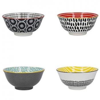 Set of 4 'Monochrome' Designs Cereal Bowl Set in Gift Box