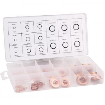 Sump Plug Assortment – 150 Pieces of Solid Copper Washers for Garage Use