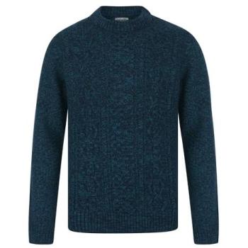 Kensington Men’s Dark Blue 2‑Stitch Cable Knit Crew Neck Sweater – XL
