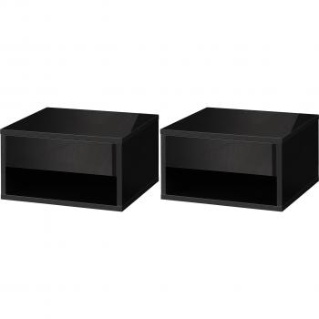 HOMCOM Doppel-Wand-Nachttische aus Holz – Schublade + Fach, 37 cm L × 32 cm B × 21 cm H, Schwarz