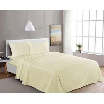 My Home Store Premium Soft Flat Sheet 100% Egyptian Cotton 300TC Hotel Quality Easy Care Flat Bed Sheets Fade Resistant Bedding (Double)