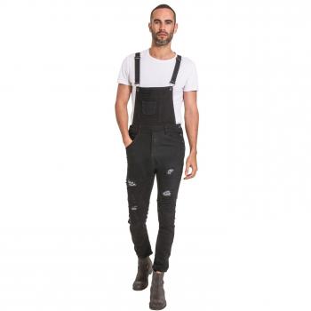 Urban Black Dungarees – Slim Fit Rip & Repair Overalls for Men