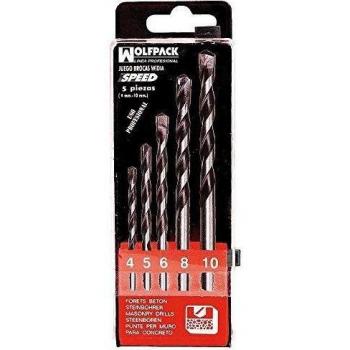 WOLFPACK LINEA PROFESIONAL 9061080 Estuche Brocas Widia Profesional Wolfpack Speed 5 Piezas, Multicolor