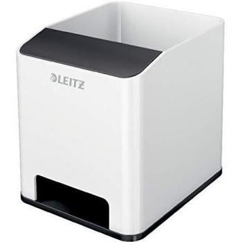 Leitz Pen Holder, Sound Amplification Function, WOW Range, 53631095, White/Black