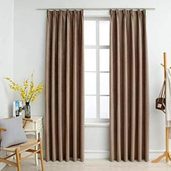 VidaXL Room Darkening Curtains with Hooks 2 pcs Taupe 140x245 cm