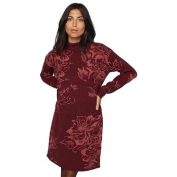 XL Burgundy Floral Knitted Dress by Wallis
