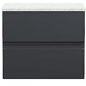 Urban Soft Black 600mm Wall Hung Bathroom Vanity Unit with Sparkling White Laminate Worktop
