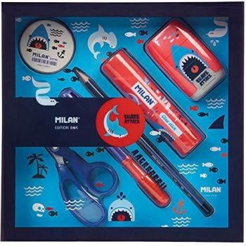MILAN EDITION BOX SET DE ESCRITORIO SHARK ATTACK AZUL/ROJO