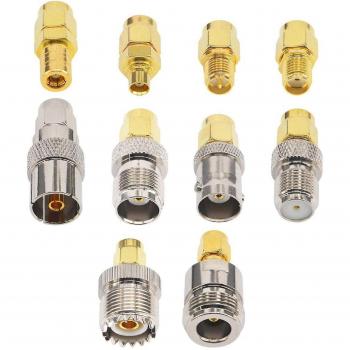 Conjunto SMA 10P con Terminales Nickel y Acabado Dorado – 1xHembra 1xMacho