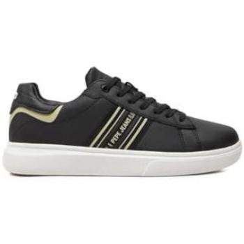 Pepe Jeans Herren Sneakers aus Leder mit Logo, Modell PMS00023, Schwarz, Größe 44