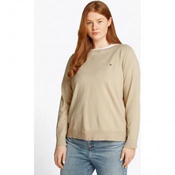 Tommy Hilfiger Curve Langarmpullover mit Rundhalsausschnitt
