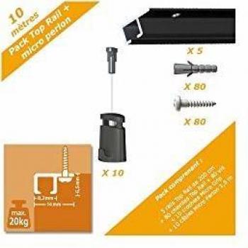 Pack 10 mètres cimaise Top Rail Noir
