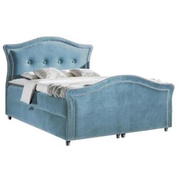 Cama continental Baltimore 136 azul con somieres 190x214x130 cm