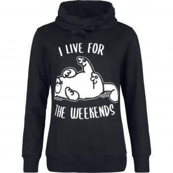Damen‑Hoodie „I Live For The Weekends“ – Simons Katze, schwarz, Größe XL