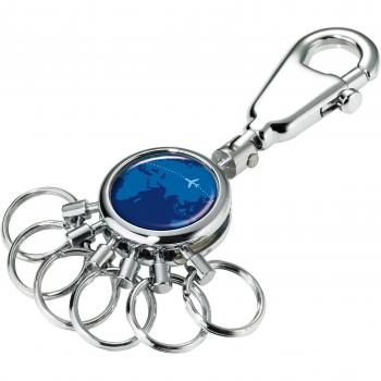 Troika Schlüsselanhänger Around The World – Karabinerhaken und 6 Ringe zur Organisation