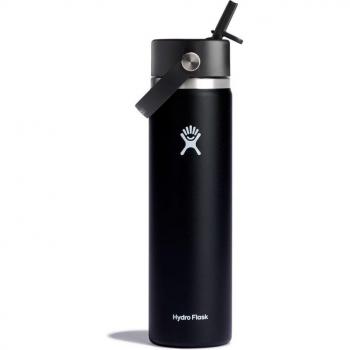 Hydro Flask 24 Oz Wide Flex Straw Cap Bottle, Black, 24 oz, BPA Free Insulated Water Bottle