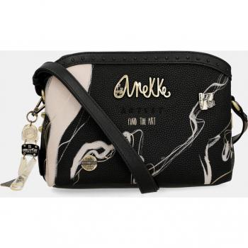 Bolso Anekke negro con detalles en blanco y cremallera