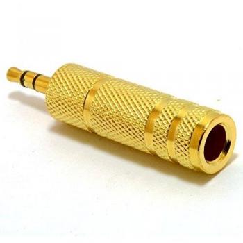 /4 Stereo Socket to 1/8 Stereo Male Jack METAL GOLD Adapter
