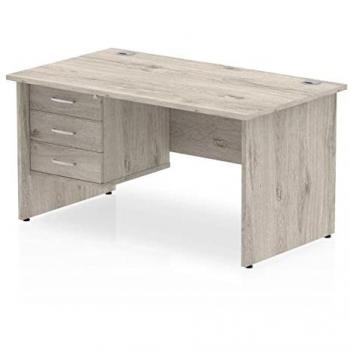 Impulse Bench 1600 x 800mm Straight Office Desk Grey Oak Top Panel End Leg